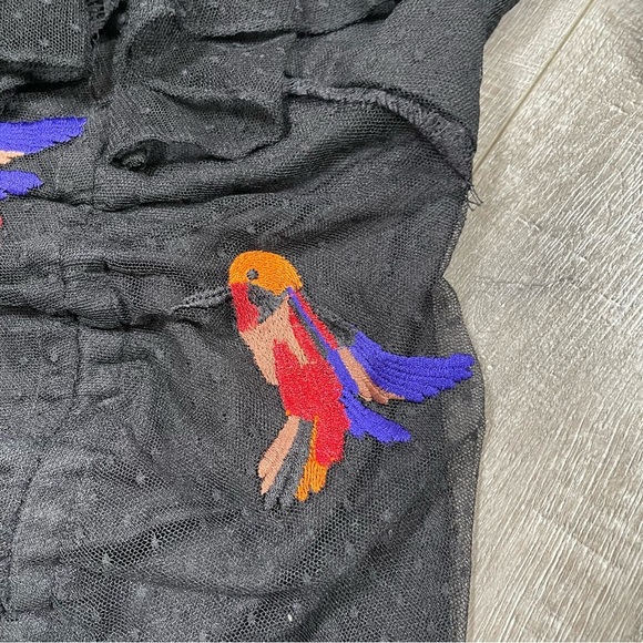 House of Harlow 1960 X REVOLVE Black DRESS ruched Embroidered birds Size XS - Picture 3 of 6